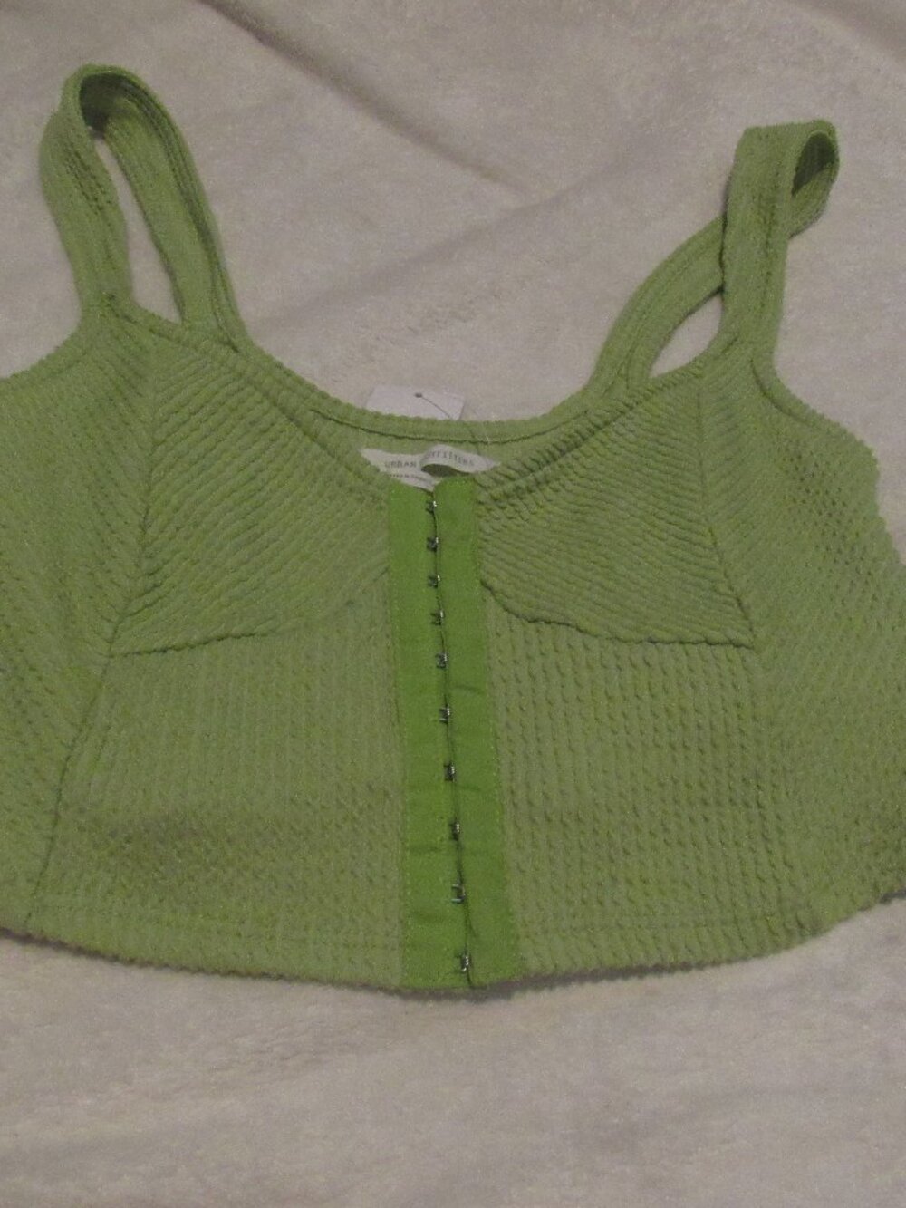 Urban Outfitters Estella Textured Green Crop Top NWT Medium